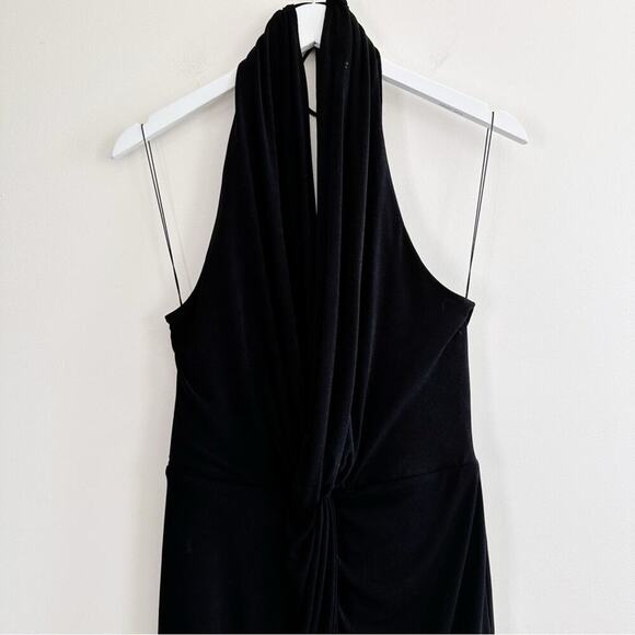 Significant Other Black Loco Halter Dress Low Back Deep V Size 8 - Picture 5 of 9